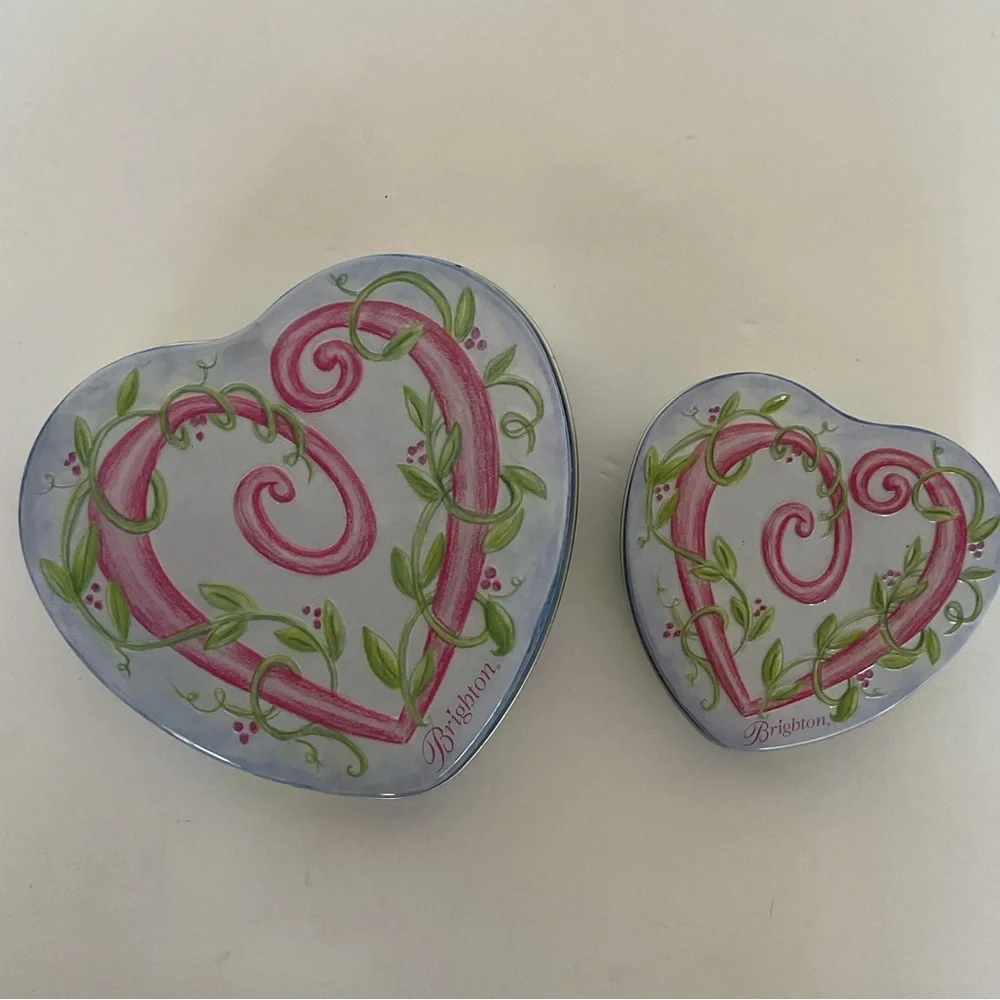 Brighton Jewelry set of two coordinated heart storage tins